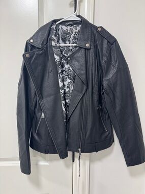 Black Faux Leather Moto Jacket - Unbranded